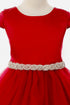 Vestido de talla grande de tul satinado con mangas casquillo rojo para niñas grandes de Kids Dream 16,5-20,5